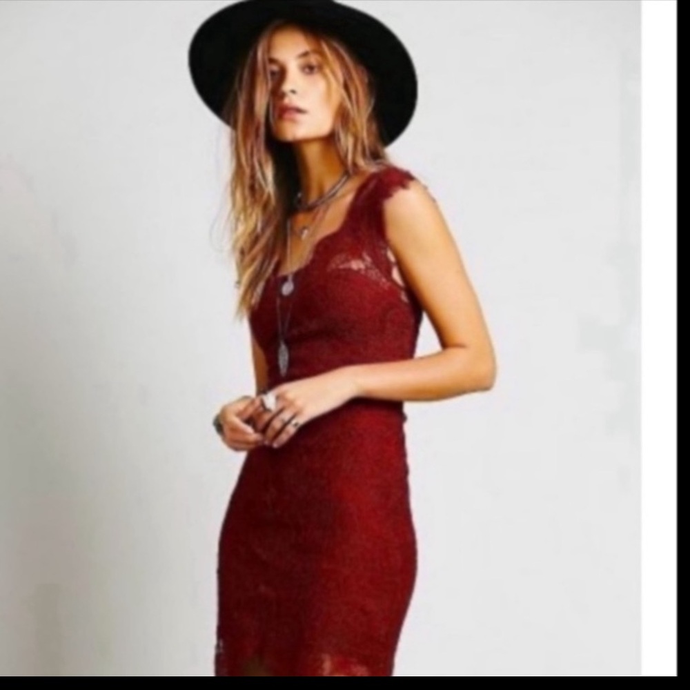 NWOT- Free People Peekaboo Lace Slip Dress